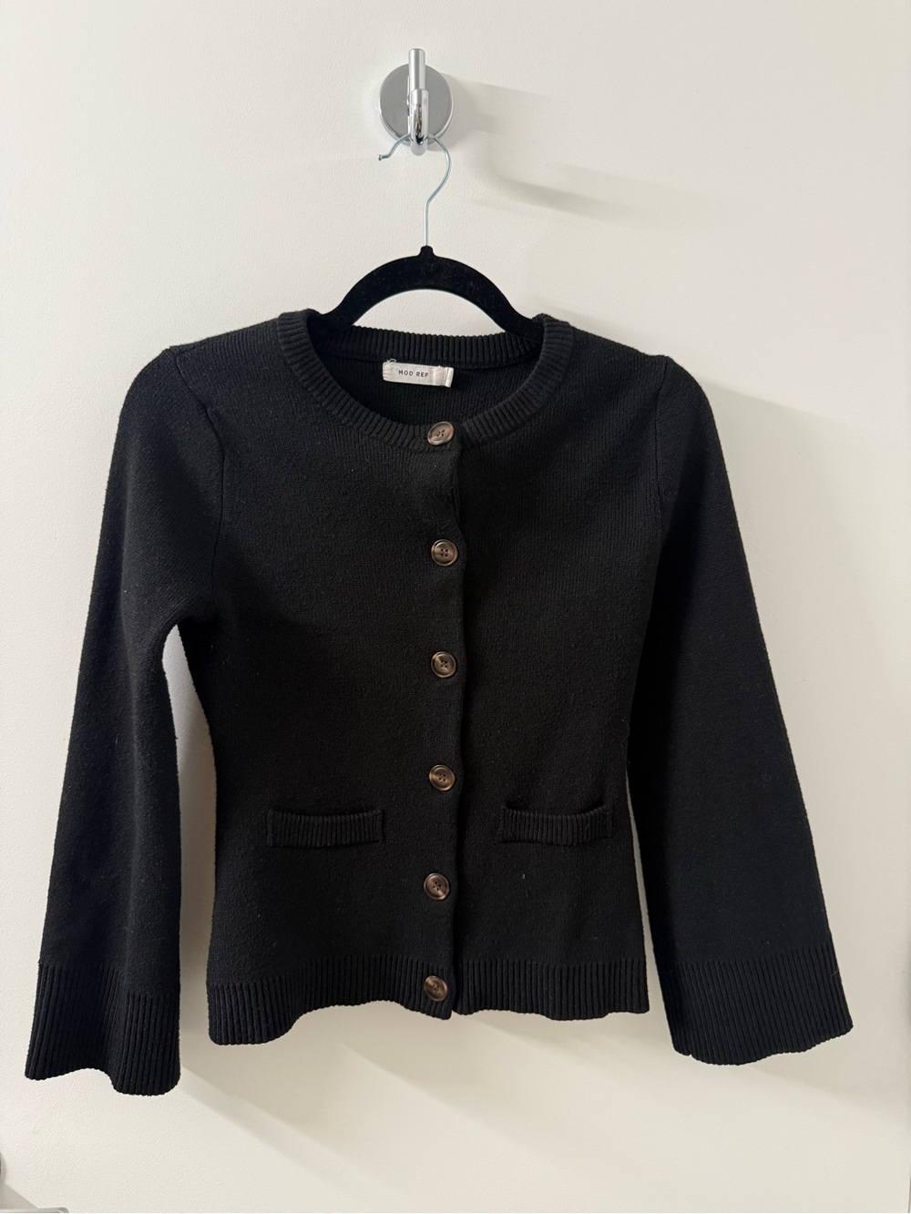Mod Ref Black Button-Front Sweater Cardigan
